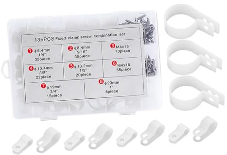 PLAFOPE 135-teiliges R-kabelklemmen-schraubenset – Weiß Drahtbefestigungsclips Für Den Außen- Und Innenbereich