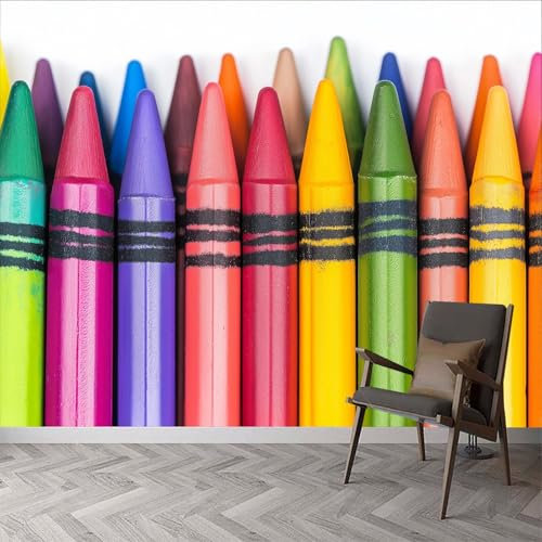 Fototapete Minimalistische Pastellfarben Tapeten Wandtapete, Buntstifte Moderne Tapete Wand Dekoration Wohnzimmer Schlafzimmer Büro Flur 300 x 210 cm (B x H) Wandtapete Poster-Tapete