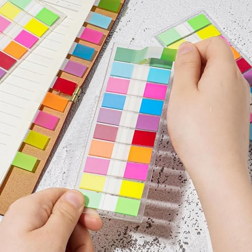 Unipampa Haftstreifen Haftmarker 200 Stück, Film Textstreifen, Beschreibbare Etiketten 10 Transluzente Farben, Klebemarkierungen Kleine Fahnen zum Markieren und Hervorheben von Seiten