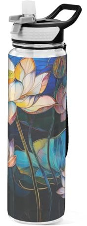 Ewusp Bouteille d'eau de sport avec paille et couvercles, 950 ml, anti-fuite, réutilisable, sans BPA, pour salle de sport, fitness, cyclisme, école, bureau