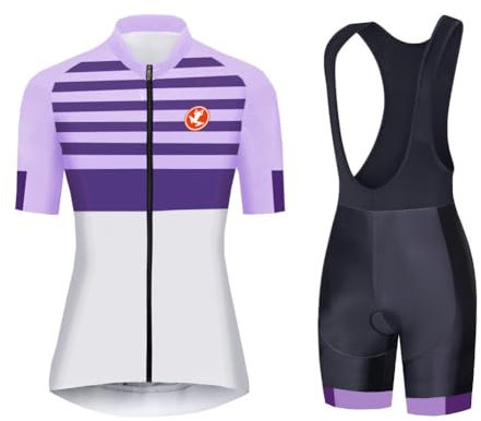 UGLY FROG Hu76 Damen Radtrikot Set Fahrrad Kurzarm Set Trikot + 20 Cushion Radlerhose Sommer Atmungsaktiv Fahrradtrikot für Rennrad MTB