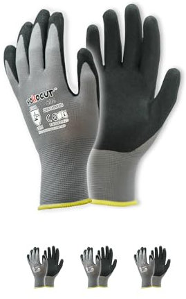 YOKOCUT Arbeitshandschuhe für Mechaniker, Elektriker, Montagehandschuhe, Werkstatt, gartenhandschuhe, kfz, mit Rutschfeste & Touchscreen-Funktion, 3 Paar Nitril Schutzhandschuhe Herren (Größe 8/M)
