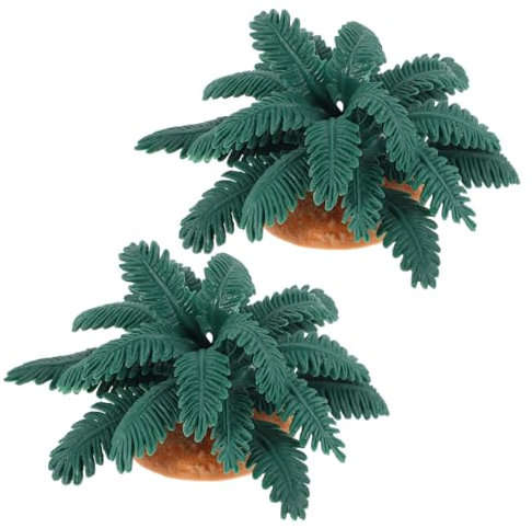 YARNOW 2pcs Miniature Palm Trees Artificial Decor for Beach Wedding Centerpieces Scenery and Cake Decoration No Stands Faderesistant Green Plants