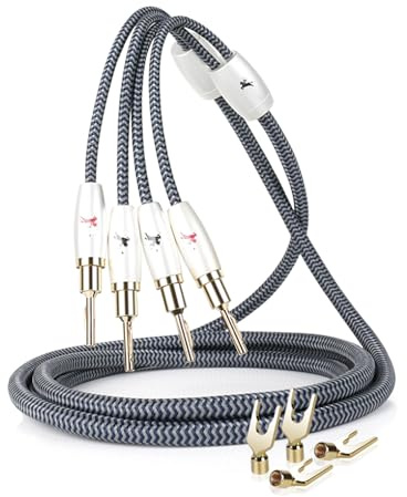 Impeto Cavo per Diffusori hi fi Cavo Casse Audio per Altoparlante Alta Qualità High end Audiofilo Speaker Cable con Connettore a Banana placcati in oro, 6N OFC, 14AWG per Sistemi HiFi (1.5 M, 1PC)