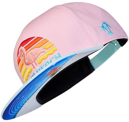 Cadency® Snapback Caps Herren, Miami Beach, Baseball Kappe, Basecap gerader Schirm, Premium Qualität, 100% Baumwolle, Langlebig, Einheitsgröße, Damen, Unisex, Rosa, Größenverstellbar
