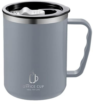 Insulated Coffee Mug, 500ml Drinking Cup, durabless Insulated Travel Mug, 500ml Translucent Desk Mugs, Stainless Steel Thermal Cup, Leakproof Insulateds Portable Mugs for Drinks, Coffee, Tea, Beer