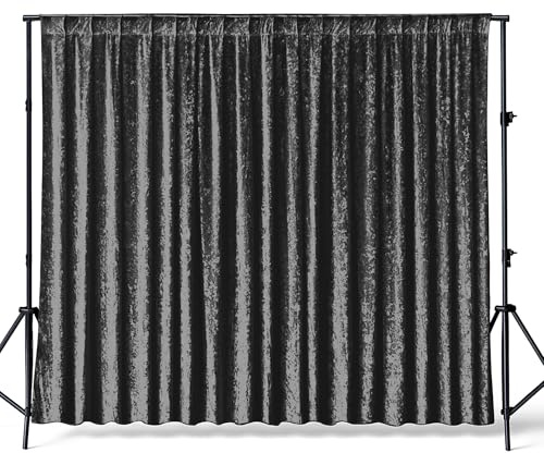 Event Decor Shop Black Crushed Velvet Backdrop 3x3m - 8cm Rod Pocket | Washable Photography Backdrop for Studio Photo Shoots, Video Filming, Stage Events, Weddings & Trade Shows