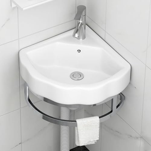 Lavabo De Esquina Pequeño De Porcelana Sobre Encimera Moderno Con Forma De Pétalo Para Barco Caravana Autocaravana Lavabo Triangular Blanco Mueble De Baño De Pared Baño Con Acabado Brillante