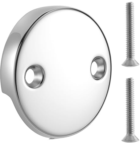 U2693-PK Replacement Overflow Plate, Dual Hole Bathtub Drain Overflow Plate with Two Matching Screws, Chrome, 1 Pack