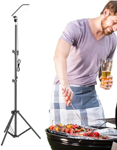 Camping-Lampe LED | Grilllicht auf Stativ versenkbar – Angellampe mit hoher Helligkeit für Arbeit, Wandern, Camping, Grill und