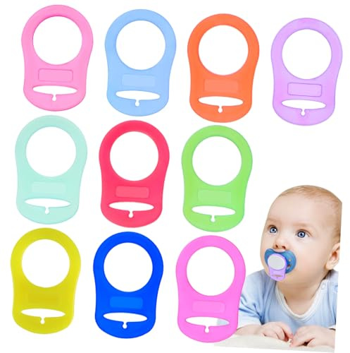 RORPOIR Anneaux Adaptateurs en Silicone pour Sucettes, Lot de 10 Pièces, Résistants aux Variations de Température, Faciles à Utiliser, pour Bébés et Nourrissons