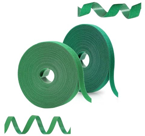 Klettband Pflanzen,34M Pflanzenbinder Klett,2 Stück Grüne Gartenpflanzen Wiederverschließbar Pflanzenband-Klettband Pflanzen Binder Band Garten Pflanzen (17M/Rollen Grasgrün Grün)