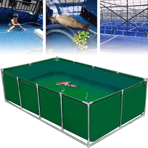 Großer Fischteich aus Segeltuch für den Außenbereich, mit Ablassventil, temporärer Haltetank für Fischwasserspeicher, Pool zum Schwimmen, Grün, 100 x 300 x 100 cm, oberirdische Teichlösung