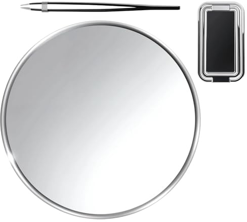 Specchio Ingranditore 15cm Con 3 Ventose Forti,Ingrandimento 20X,Specchio Trucco & Cosmetico Da Viaggio Portatile