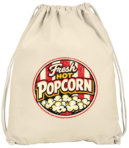 MoonWorks® Turnbeutel - Fresh Hot Popcorn - Fasching Karneval Gadgets Spruch lustig Faschingsartikel Accessoires Tasche Gymbag Natur unisize