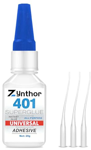 401 Super Glue 20g, Fast Dry Strong Adhesive | with 3 Precision Applicator Tips, Multi Purpose Glue for Metal, Plastic, Wood & Rubber, Ideal for DIY Repair, Clear Finish