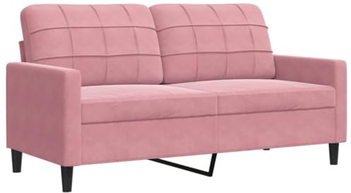 zylophax 2-Sitzer Sofa Rosa Samt 140 cm Sitzbreite modernes Wohnzimmer Couch mit Metallgestell bequemes Design ideal als Schlafsofa und Ecksofa für Wohnräume