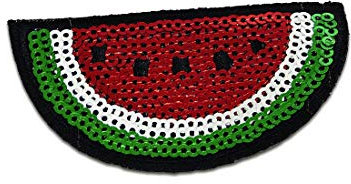 Catch the Patch Melone Obst Frucht mit Pailletten - (Größe: 7,1 x 4,1 cm) – Patches, Bügelbilder, Aufbügler – zum Aufbügeln oder Aufnähen – Ideal für Kleidung, Rucksäcke