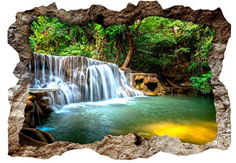 murando - 3D WANDILLUSION 210x150 cm Wandbild - Fototapete - Poster XXL - Loch 3D - Vlies Leinwand - Panorama Bilder - Dekoration - Wasserfall Natur c-C-0156-t-a