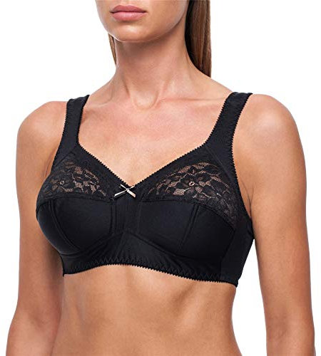 frugue Reggiseno Senza Ferretto Taglie Forti Pizzo Contenitivo Donna Nero IT 7D (EU 100D)