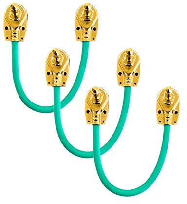 VisioSound Guitar Patch Lead 6.35mm 1/4 Pancake Angled Jack/Effects Pedal FX Instrument Cable (Green, 0.15m, Pack of 3)