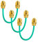 Guitar Patch Lead 6.35mm 1/4 Pancake Angled Jack/Effects Pedal FX Instrument Cable (Green, 0.15m, Pack of 3)
