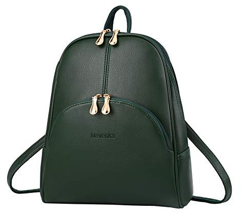 Nevenka Rucksack Damen Cityrucksack Daypack Tagesrucksack PU Leder Zweiwege Reißverschluss Elegantes Design (Grün)