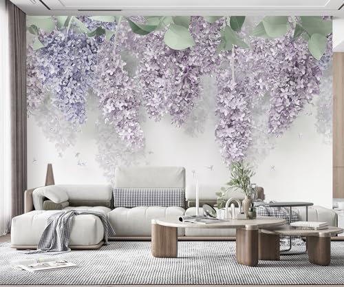 Mural Wallpaper Lilac Wisteria Flower Wallpaper 3D Murals for Bedroom Wallpaper Living Room Art Deco,400cmX280cm