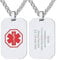 Supcare Custom Dog Tag Necklace SOS Notfall Halskette Silber Kette Lasergravur Anhänger Halsschmuck Militär Armee Hundemarke Kettenanhänger Medical Personalisiert Modeschmuck für Oktoberfest