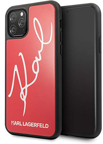 Glitter Karl Signature Hülle KLHCN58DLKSRE für iPhone 11 Pro, rot