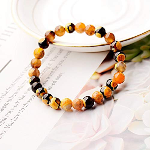 Stein Armband,Naturstein Armreif 7 Chakra Ethnische 8 Mm, Gelb, Malachit Wulstige Stretch Yoga Energie Charme Bracelets Für Angst Männer Mädchen Paar Weihnachten Geschenk Schmuck
