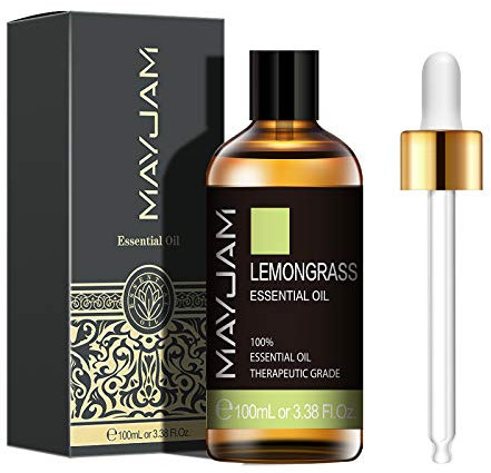 MAYJAM Lemongrass Essential Oils 100ML, Lemongrass Oil for Diffuser, Humidifier, DIY, Home, Office
