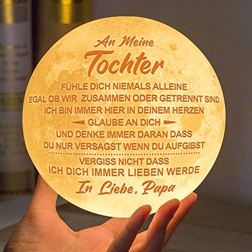 Kenon Gravierte 3D-Mondlampe für Tochter von Papa, 3D-Druck-Mondlicht mit Ständer- Touch-Steuerung, Mondlichtgeschenk für den Geburtstag der Tocher zu Weihnachten Abschlussgeschenk Geschenk