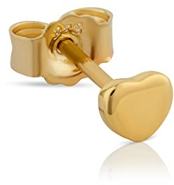 NKlaus Einzel Herz Damen Kinder Ohrstecker klein 4mm schlicht 333 Gelb Gold 8 Karat 13168