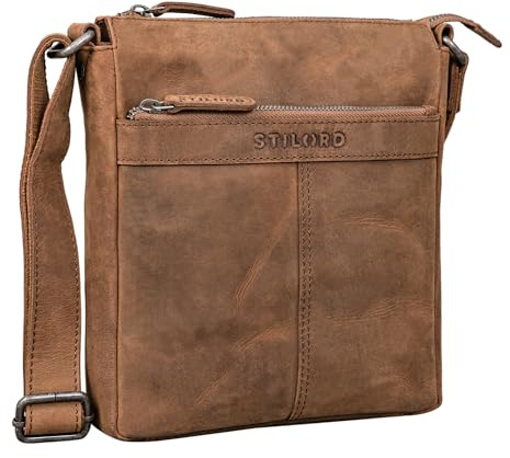 STILORD 'Aspen' Kleine Vintage Umhängetasche Leder Mini Messenger Bag Ledertasche Handtasche zum Umhängen Cross Body Bag Tragetasche Echt-Leder für Damen und Herren, Farbe:tan - dunkelbraun