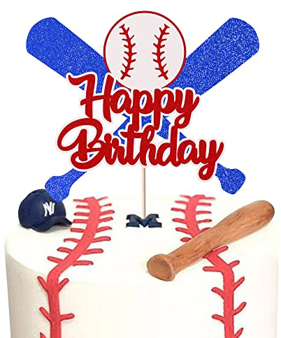 Baseball-Kuchenaufsatz, Glitzer, Happy Birthday, Sport, Baseballspieler, Kuchenpicks, Jungen, Mädchen, Sport, Thema, Geburtstagsparty, Cupcake-Dekorationen, Zubehör, 1 Stück