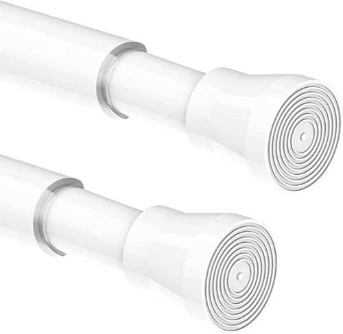 2Stücks Gardinenstange ohne Bohren Duschstange Ausziehbare Teleskopstange für Fenster, Kleiderschrank, Badezimmer, Durchmesser 22mm, 50-80Cm, Weiß