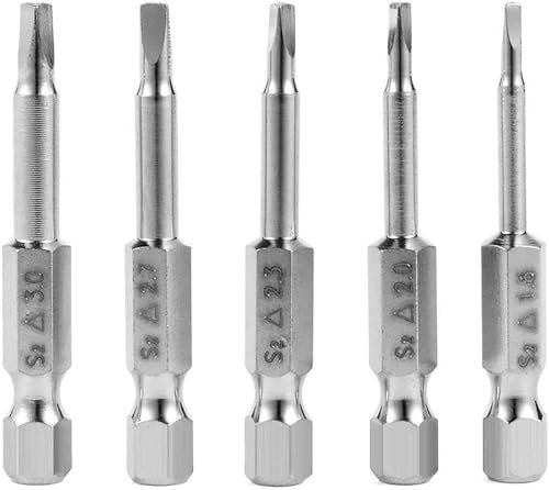 Treki 5 Piezas Magnética Destornillador Triangular Punta de Destornillador Magnética de 50 mm con 1/4 Vástago Hexagonal Destornilladores Puntas Triangulas Herramientas