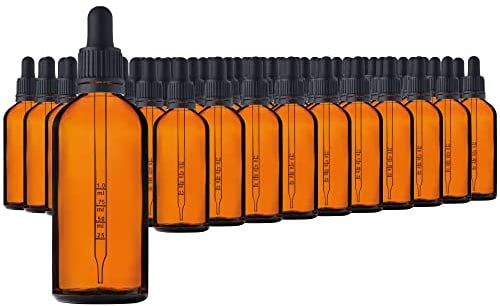 HandsUnity 100ml-070Stücke Pipettenflasche kleine Glasflasche - Apothekerglas set aus Bernsteinglas mit schwarzer Pipettenkappe Inklusive 5 Stk Hilfszubehör Braunglasflaschen…