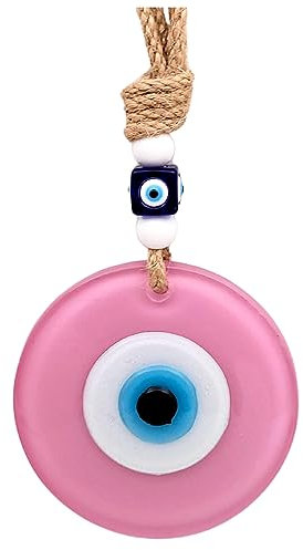 Candymosa Türkischer böser Blick Dekor Ornament 2er Set - Rosa Böser Blick Wandbehang in Einer Box - Home Protection Charm Evil Eye Wall Decor - Türkisches Nazar Amulett