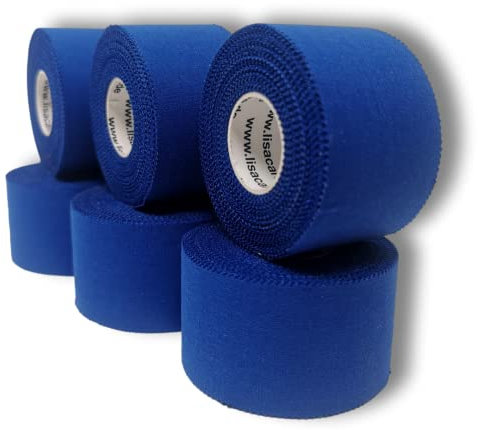 LisaCare Sport Tape - 6 Rollen 3,8cm breit - blaue Sport Tapes - Fußball Tape - Athletic Tape - Tape Sporttape starker Halt & leicht zu reißen - für jede Sportart & div. Farben (6er-Set - blau)