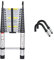 Escalera Telescópica, Escaleras Plegables Aluminio de 4.4M/14.4 FT, Capacidad Máxima 150 kg, Escalera Multifunción Portátil con 2 Ganchos