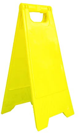 Caution Floor Sign - Yellow Plastic | Two-Side Printable | Foldable Freestanding Sign for Businesses