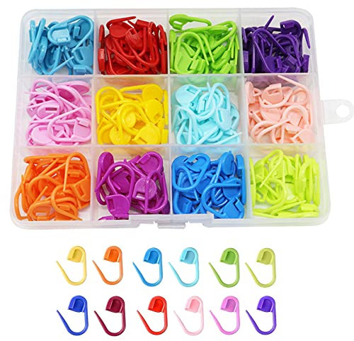 PAITOK Maschenmarkierer, Häkeln, bunt, Sicherheitsnadeln, Kunststoff, Maschenmarkierer, Clips für Häkelarbeiten, Handarbeit, Stricken, Handwerk, 150 Stück