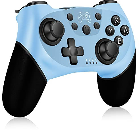 Zakgbxbig Controller für Switch, Wireless Pro Controller für Switch Lite, Controller für Switch Remote Gamepad Joystick, Turbo und Dual Vibration (Sky Blue+Black)