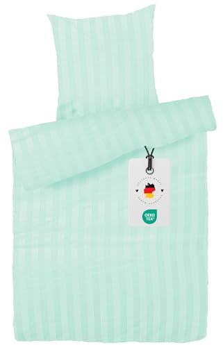 Carpe Sonno Damast Bettwäsche 155x220 Baumwolle | Gestreifte Bettwäsche Baumwolle 155x220 | Duvet Cover Set Deckenbezug Kissenbezug mit Reißverschluss | Bettwaren & bettwäsche-Sets Bettbezug 155x220