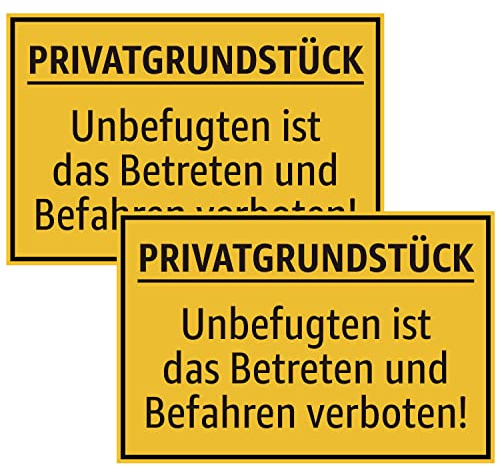 JOYCEMALL Privatgrundstück Schild, 2er Set Betreten und Befahren verboten Warnschilder Hinweisschild für Privatweg Zutritt verboten Durchgang Privat aus PVC Hartschaumplatte mit Aufkleber 30x20cm