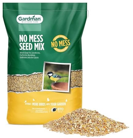 Gardman No Mess Seed Mix - 14.75kg for Small Garden Birds, Topline Card for Bird Feeders, Tables or Ground Feeding