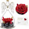 Yamonic Ewige Rose in Engel Glaskuppel,Geschenke für Mama, Geburtstagsgeschenk für Frauen,Geschenk Oma,Muttertag Ewige Blume mit Engel Figur,Mama Geschenk,Schutzengel,Blau Echte Rose, 0-rotgold
