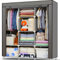 Retoo Kleiderschrank Einfach aus Stoff, Faltschrank mit Reißverschluss Stoffschrank Kleiderschrank mit 2 Kleiderstange und Ablagen, Faltbare Garderobe für Schlafzimmer, 45x125x168cm